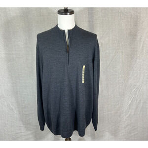 Turnbury Sweater Mens 3XT Gray 1/4 Zip Extra Fine Merino Wool Long Sleeve NWT